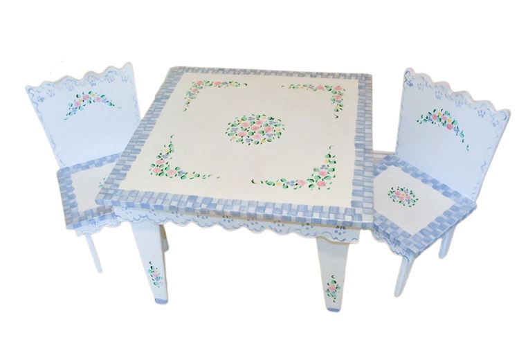 Paint Decorated Children's Table and Chairs