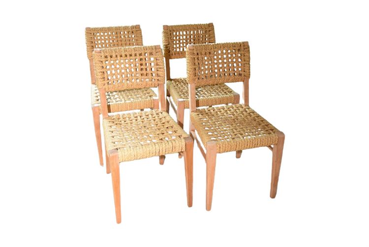 Four (4) Chairs With Woven Back and Seat