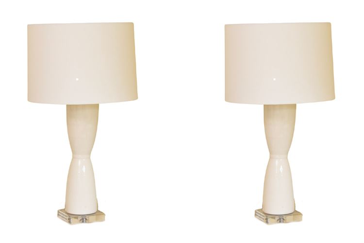 Pair Ceramic Narrow Waist Lamps