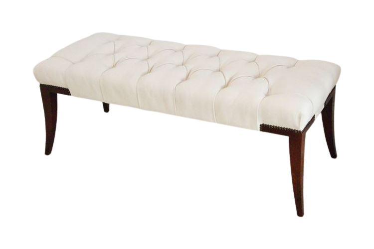 Tufted Upholstered Stool With Tack Trim By BAKER