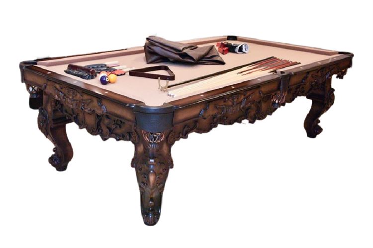 OLHAUSEN Excalibur Pool Table W/ Ping Pong Cover and Accessories