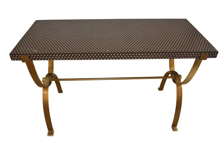 Contemporary Brass Console Table With Patterned Top