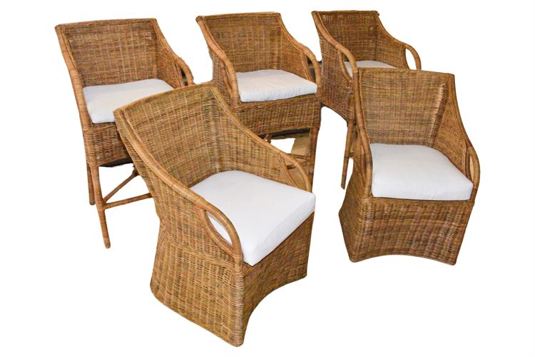 Wicker Chairs and Stools With Cushions