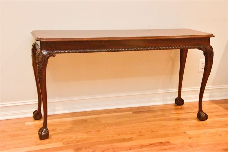 COUNCIL CRAFTSMAN Mahogany Claw Foot Console Table