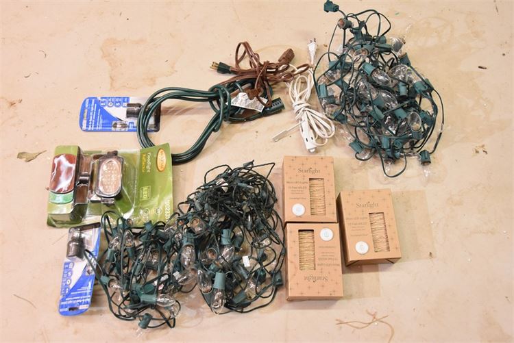 Group Lot Of Lights and Extension Cords