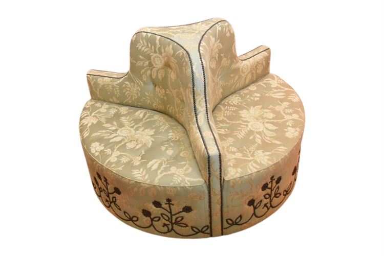 Upholstered Recessed Arm Settee / Ottoman
