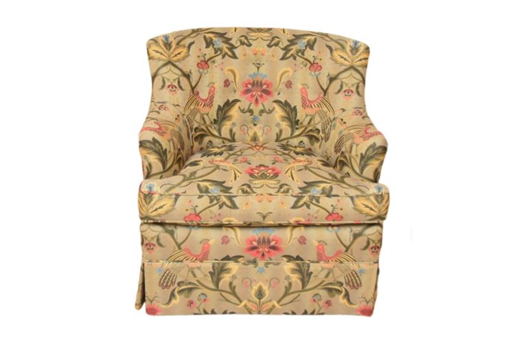 Floral Pattern Roundback Upholstered Armchair
