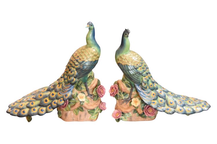 Pair Peacock Figurines
