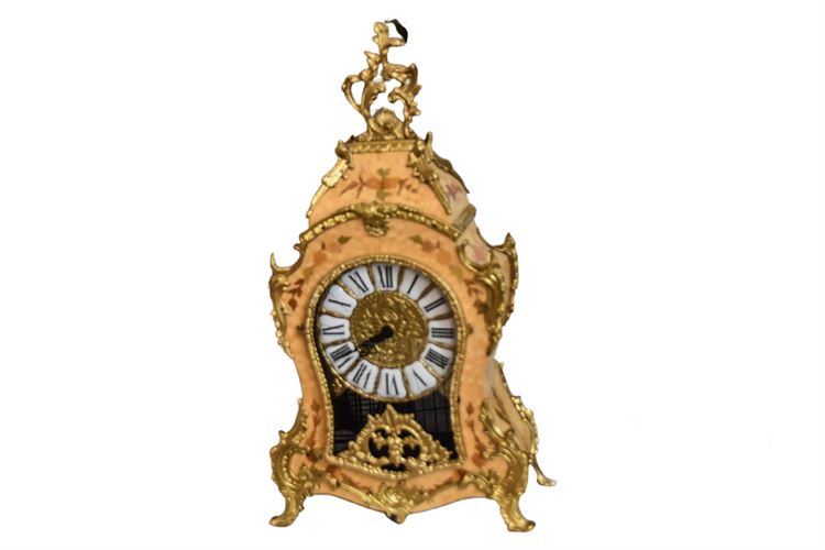 Italian Bronze Mounted and Marquetry Inlaid Mantle Clock