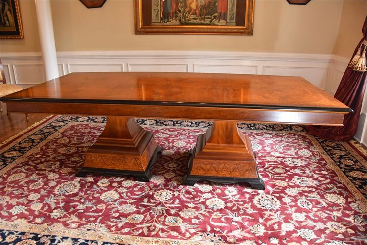 Finely Inlaid Double  Pedestal Classical Style Dinning Table