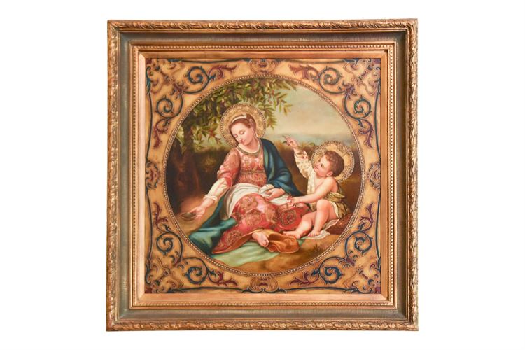 Framed Religious Oil Painting