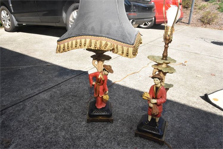 Pair Asian Figural Lamps