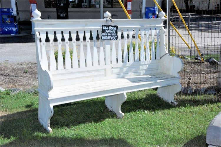 White Painted Highbacked Garden Bench