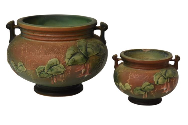 Two ROSEVILLE Pottery Fuchsia Pattern Planters