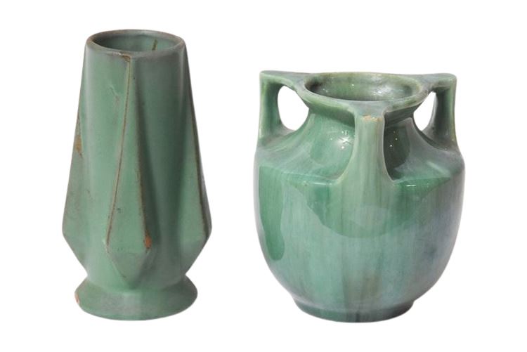 Two Pieces Green Art Pottery, including one Catalina