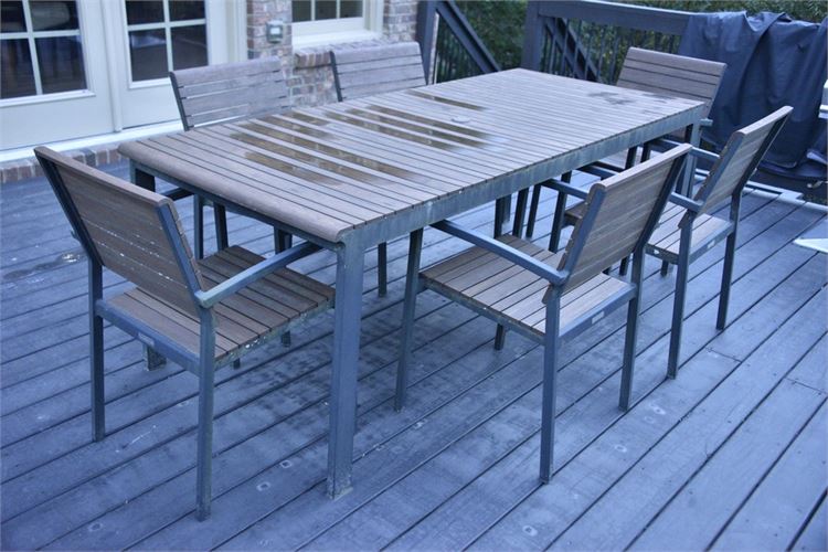 Outdoor Dining Table and Six (6) Chairs