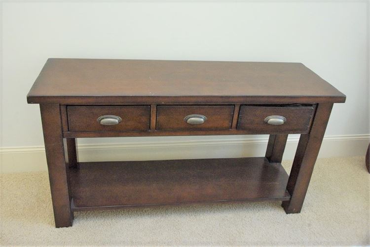 Contemporary Three Drawer  Wooden Console Table