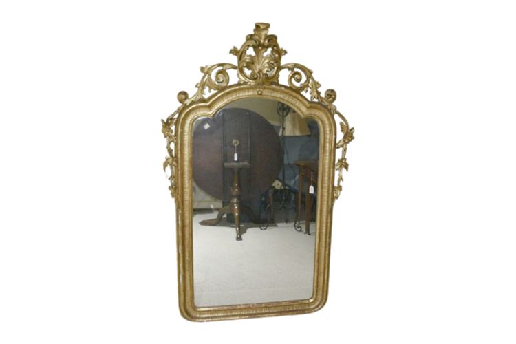 Scrolled And Arched Filigree Pattern Gilt Wall Mirror