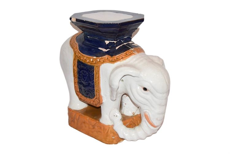 Large Ceramic Elephant Garden Stool