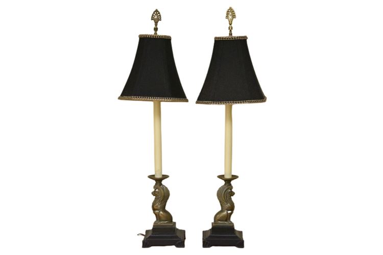 Pair Decorative Stick Lamps With Shades