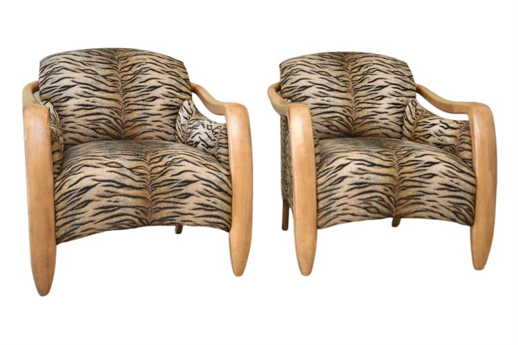 Pair, Contemporary Tiger Pattern Armchairs