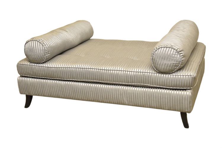 Large Upholstered Classical Styled Chaise  With Decorative Pillows