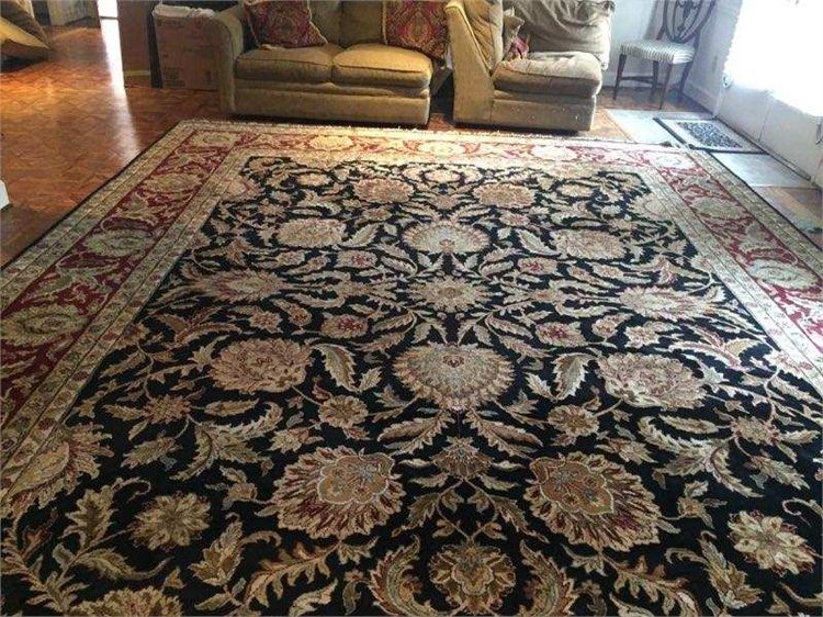 Large Handwoven Area Rug with Floral Pattern