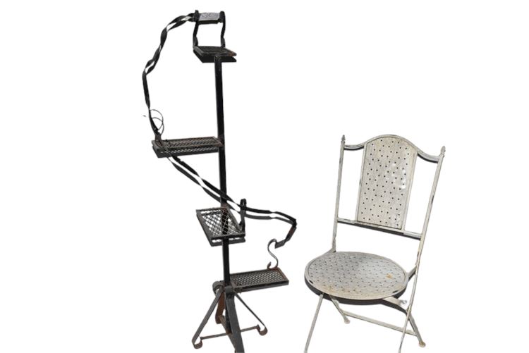Metal Stand and Folding Chair