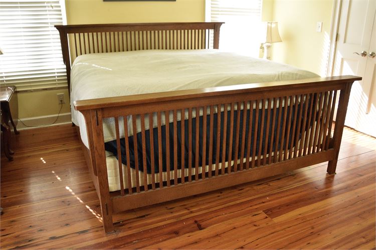 Mission Oak Style Wooden Bed