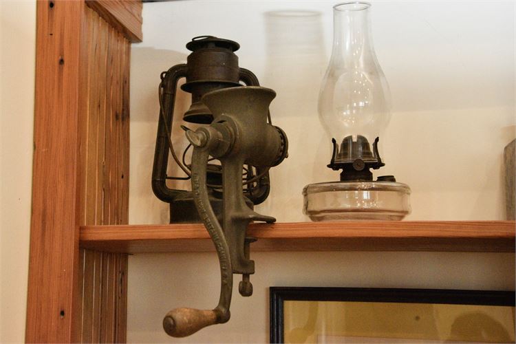 Two (2) Vintage Lanterns and Grinder