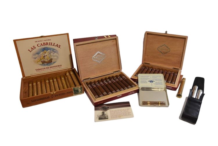 Group, Cigar Boxes and Contents
