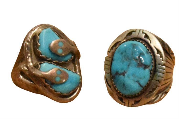 Two (2) Sterling Silver Turquoise Rings