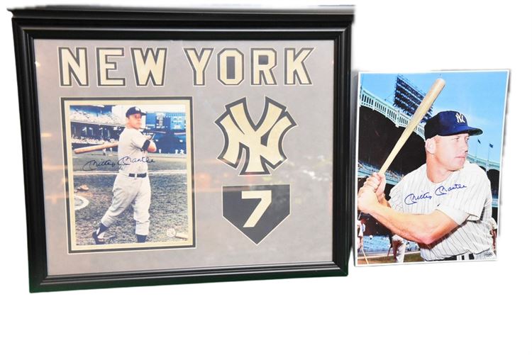 Two (2) MICKEY MANTLE Autographed Photos