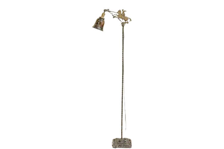 Antique Floor Lamp With Glass Shade