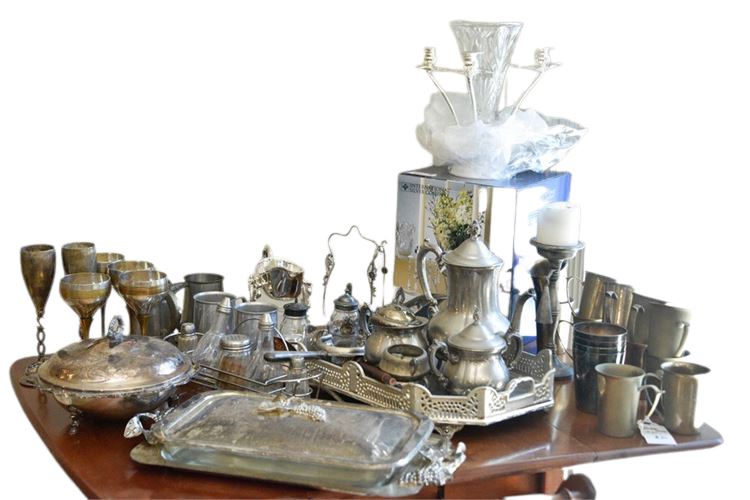 Large Group Lot Silver Plated Items