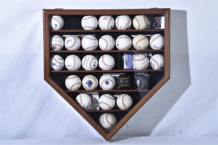 Wood/Glass Home Plate Baseball Display Case (CASE ONLY)