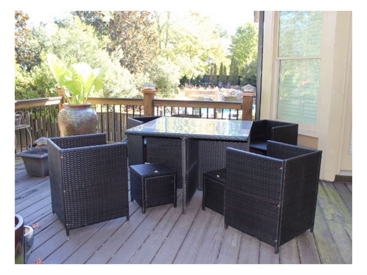 Outdoor Patio Conversation Set with Glass Top