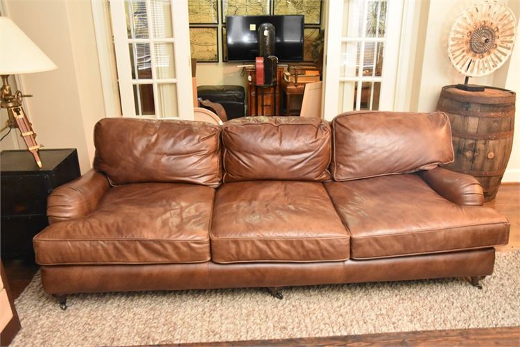 Restoration Hardware Brown Leather Sofa