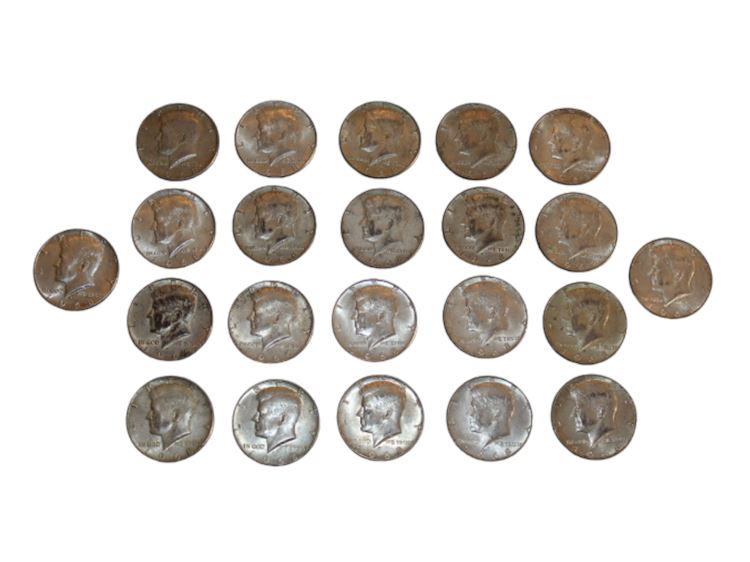 Group Lot of (22) 1968 D Kennedy Silver Half Dollars