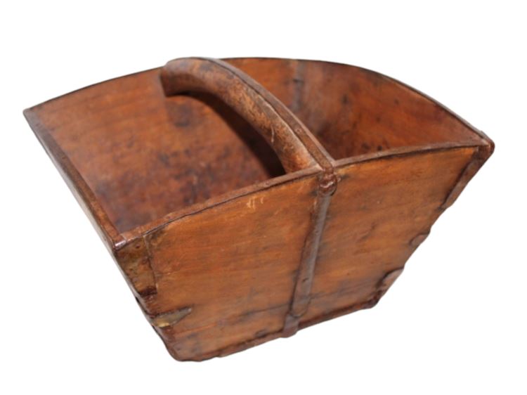 Antique Chinese Wooden Carrying Basket, 19th c.