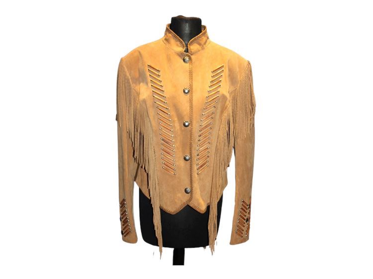 Vintage Cripple Creek Western Leather Native American Fringe Jacket