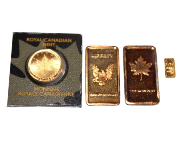 Fine Gold and Silver Coin/Bars, 4 Pc