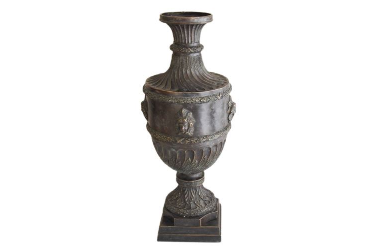 Maitland Smith French Empire Neoclassical Style Cast Bronze Urn with Faces