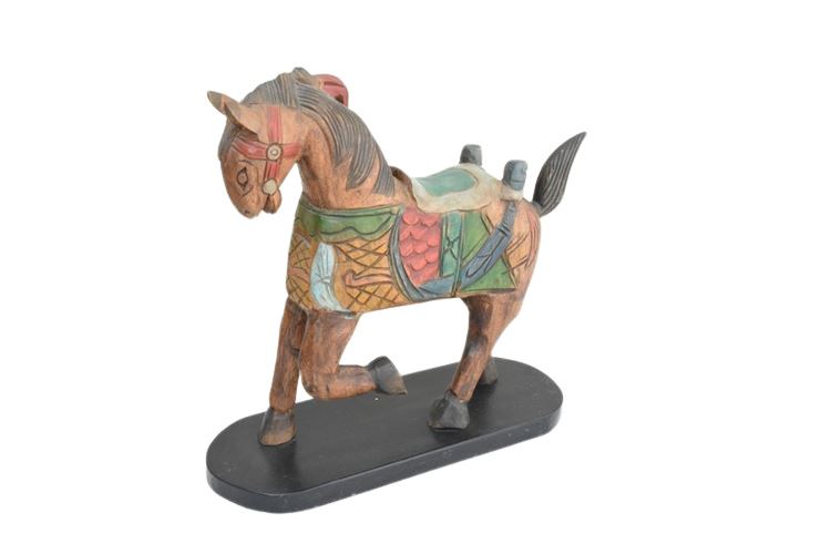 Painted and Carved Wooden Horse Figure