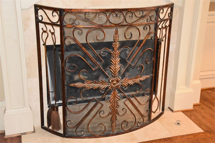 Fireplace Screen with Built in  Fire Tools Set