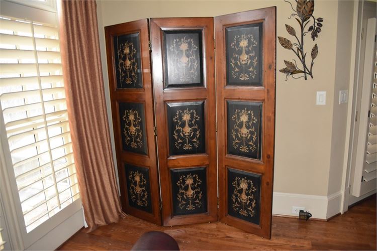 ETHAN ALLEN Paint Decorated Folding Room Divider Screen