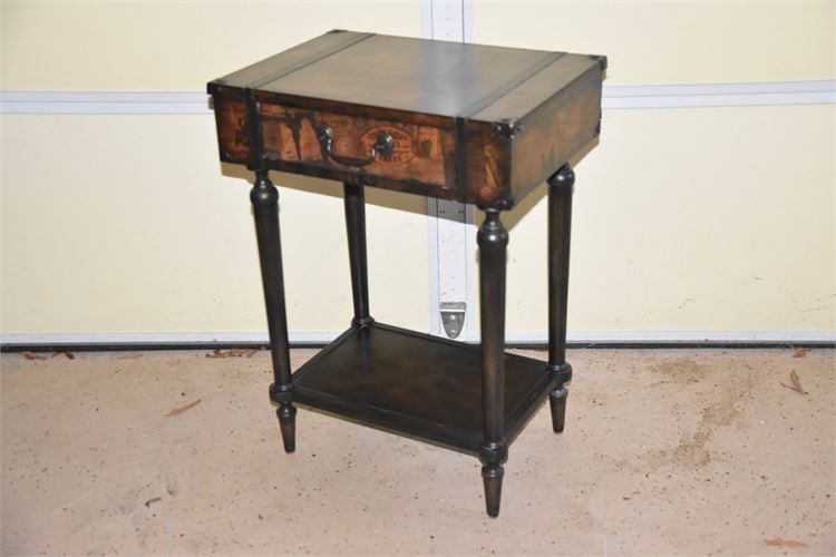 Suitcase Form One Drawer End Table