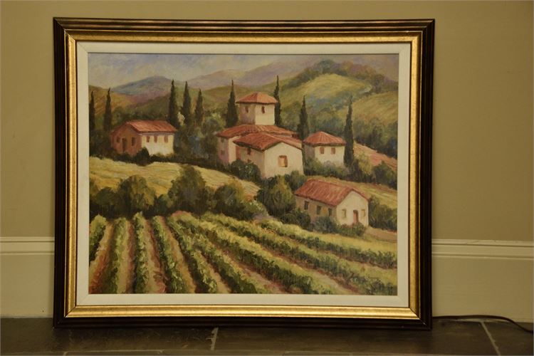 Framed Winery Landscape Signed