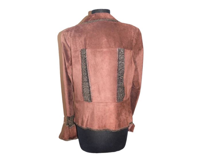 Lilly Rubin Leather and Silk Trim Jacket