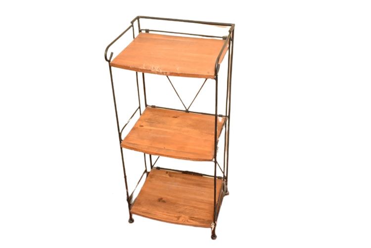 Three Tier Metal and Wood Stand